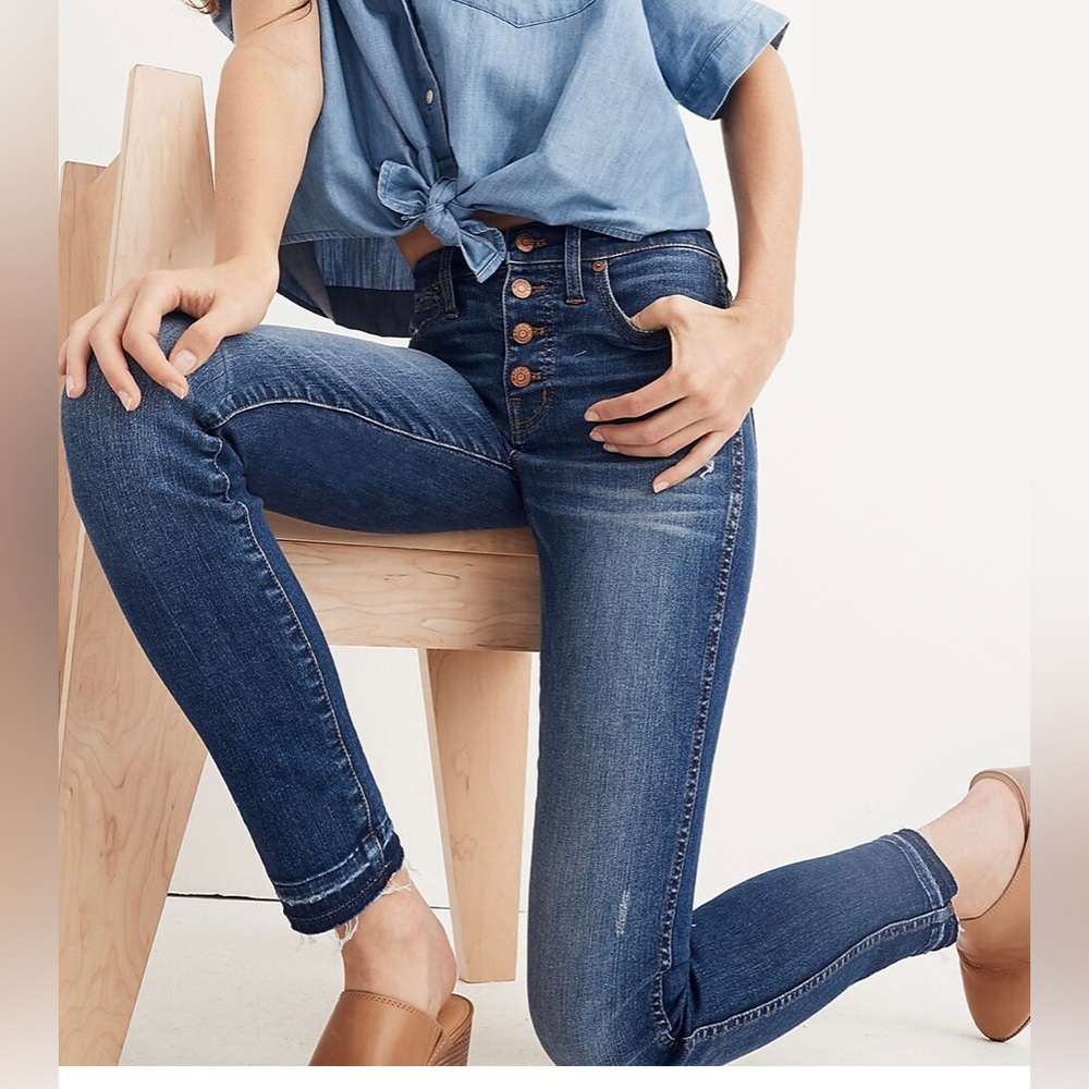 Madewell High Rise Skinny Jeans Drop Hem Edition Size 27
